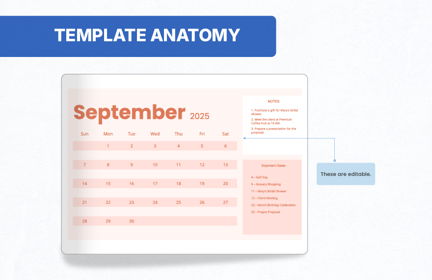 Pink September 2025 Calendar