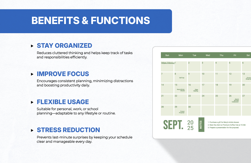 Simple September 2025 Calendar Template