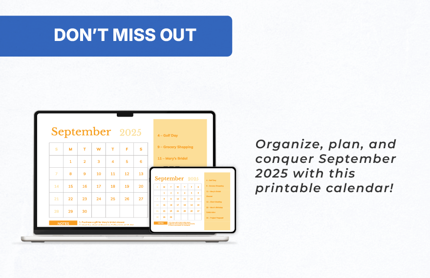 Printable September 2025 Monthly Calendar Template