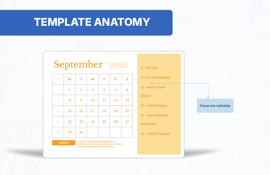 Printable September 2025 Monthly Calendar Template