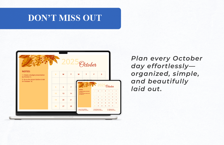 October 2025 Calendar Template