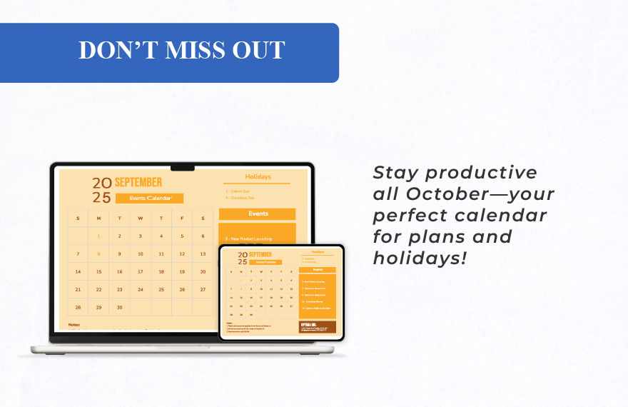 October 2025 Calendar Template With Holidays