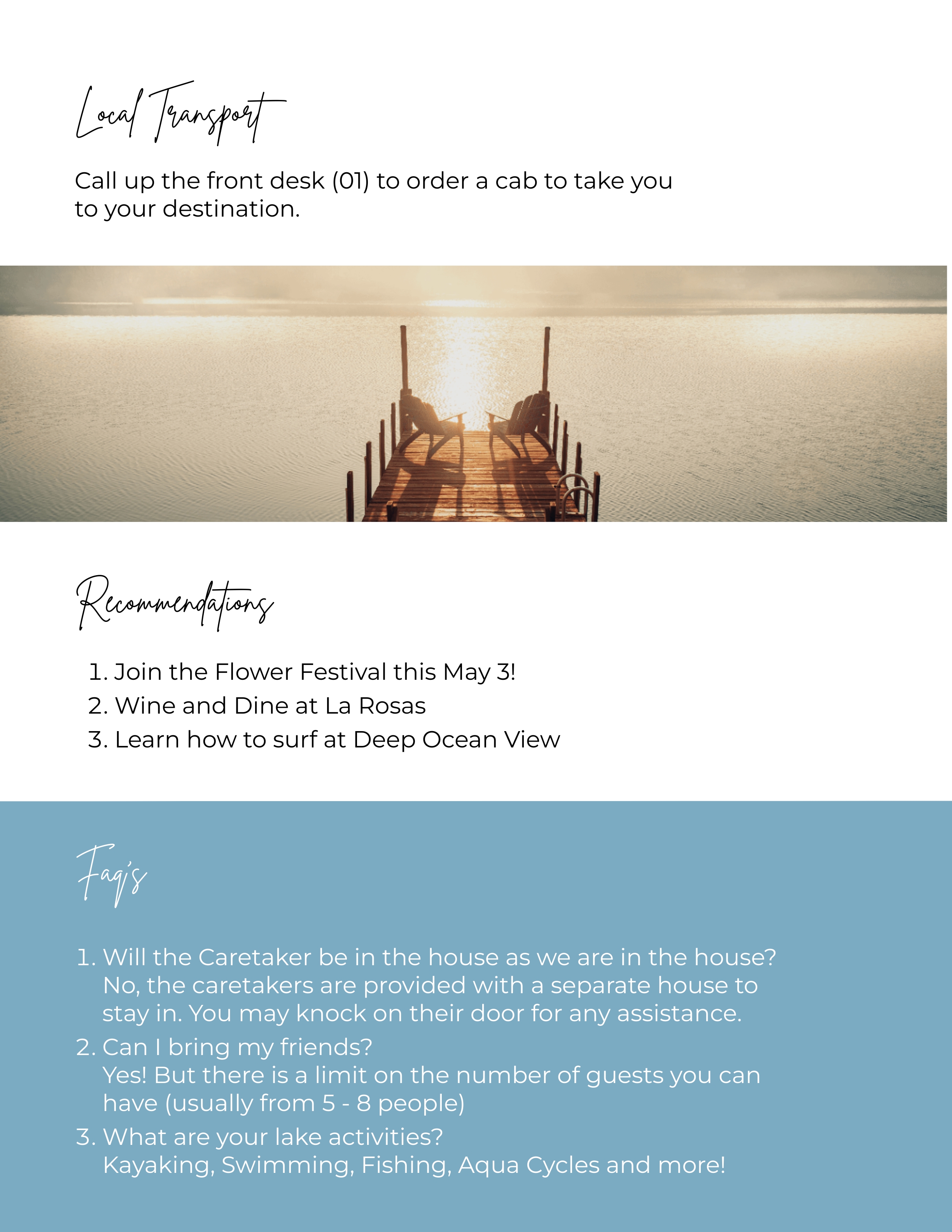 Free Lake House Welcome Book Template to Edit Online
