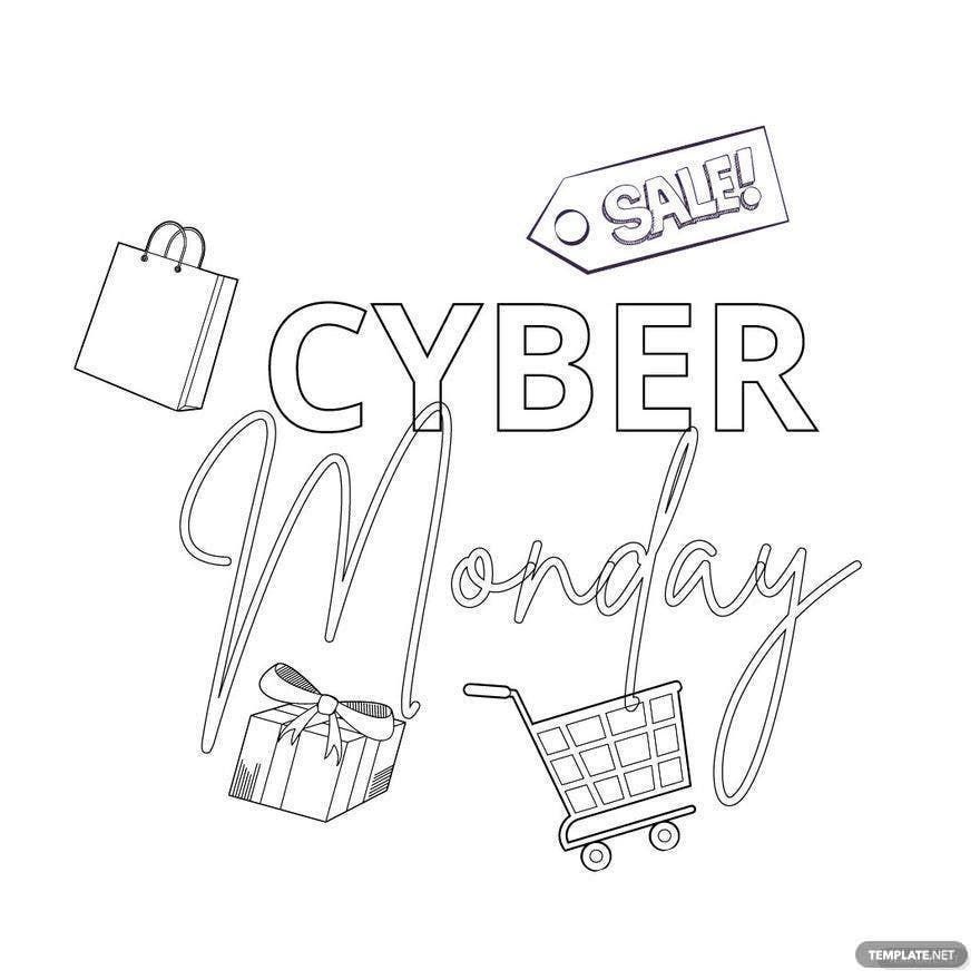 Cyber Monday Drawing in Illustrator, PSD, SVG, PNG, JPEG