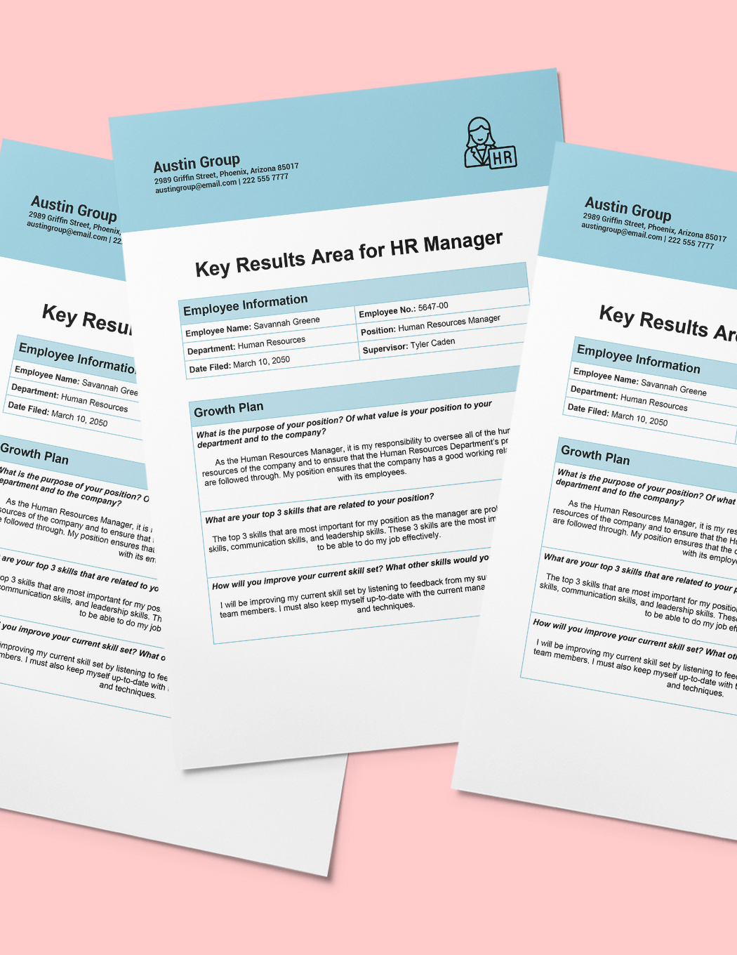 Key Results Area Template For HR Manager