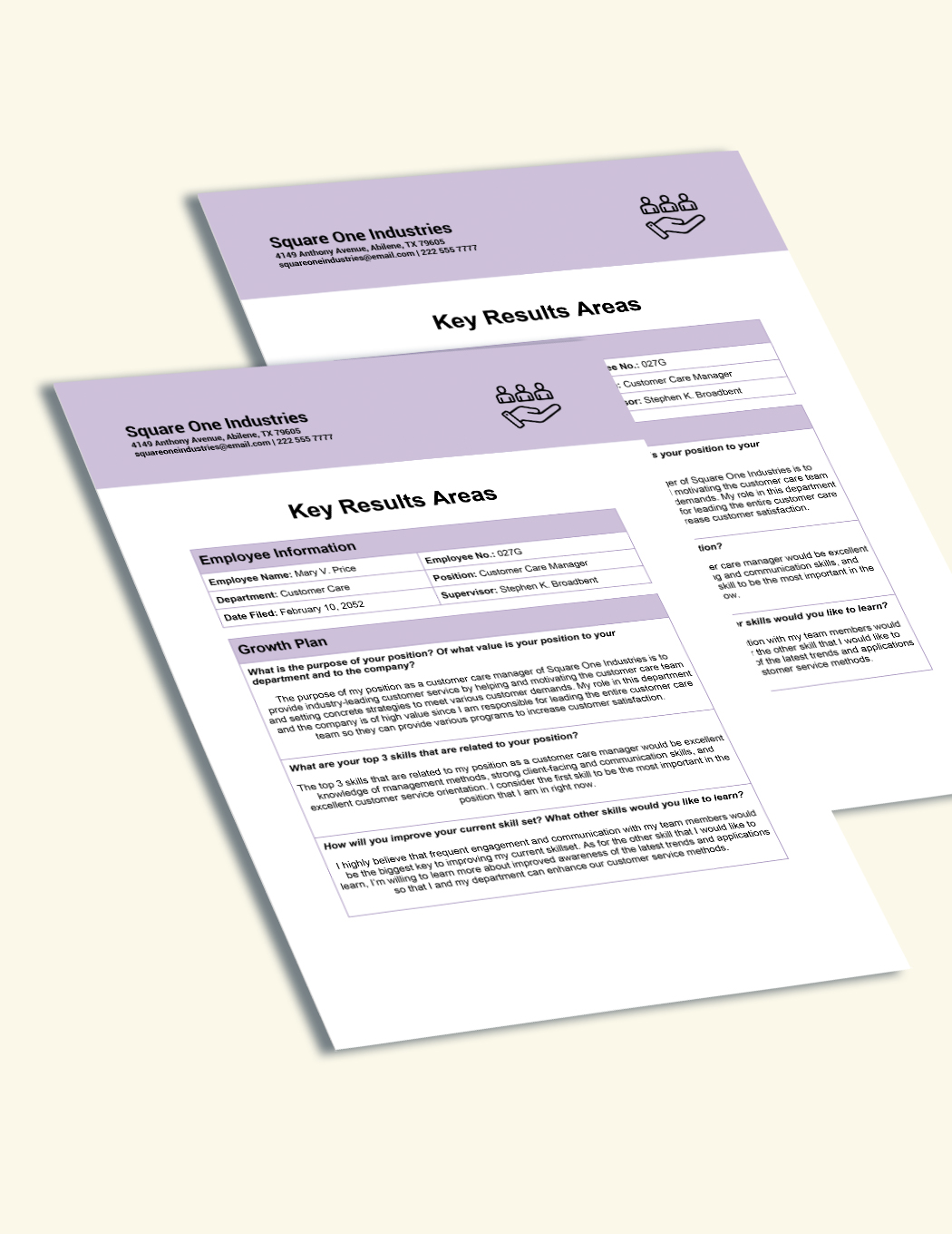 Key Result Areas Performance Appraisal Sample Download in Word