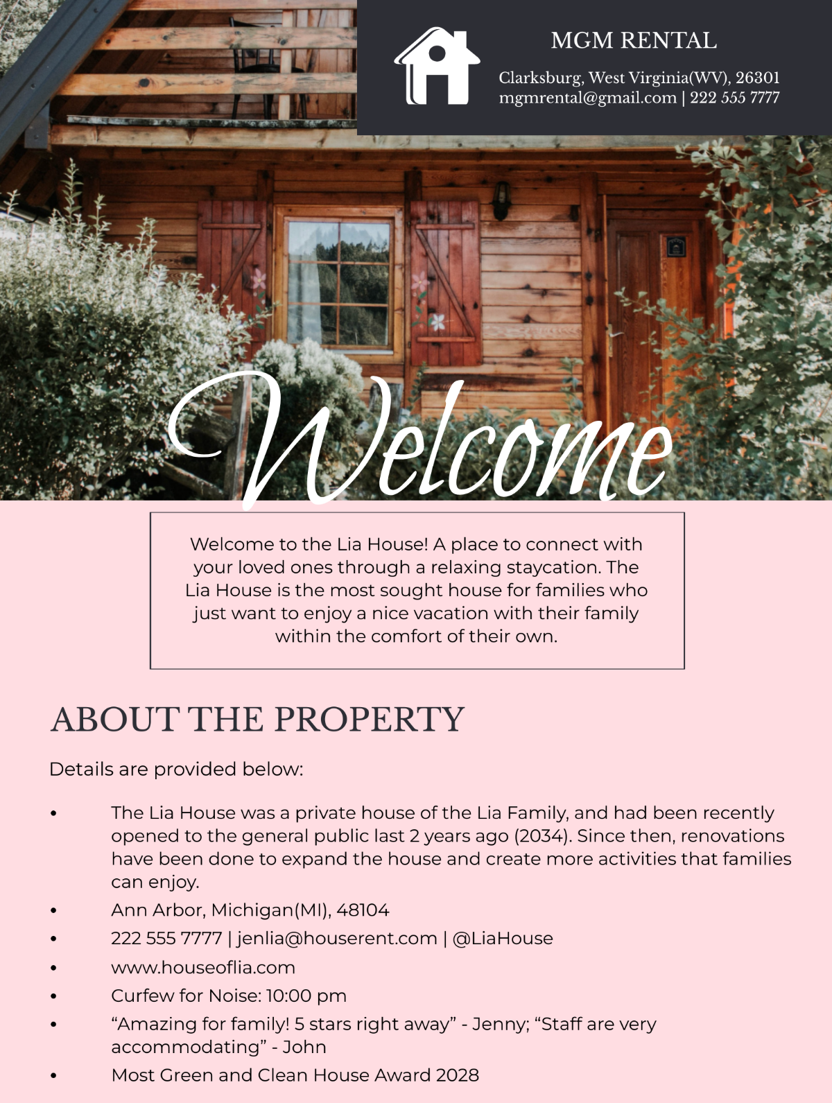 Rental Property Welcome Book Template