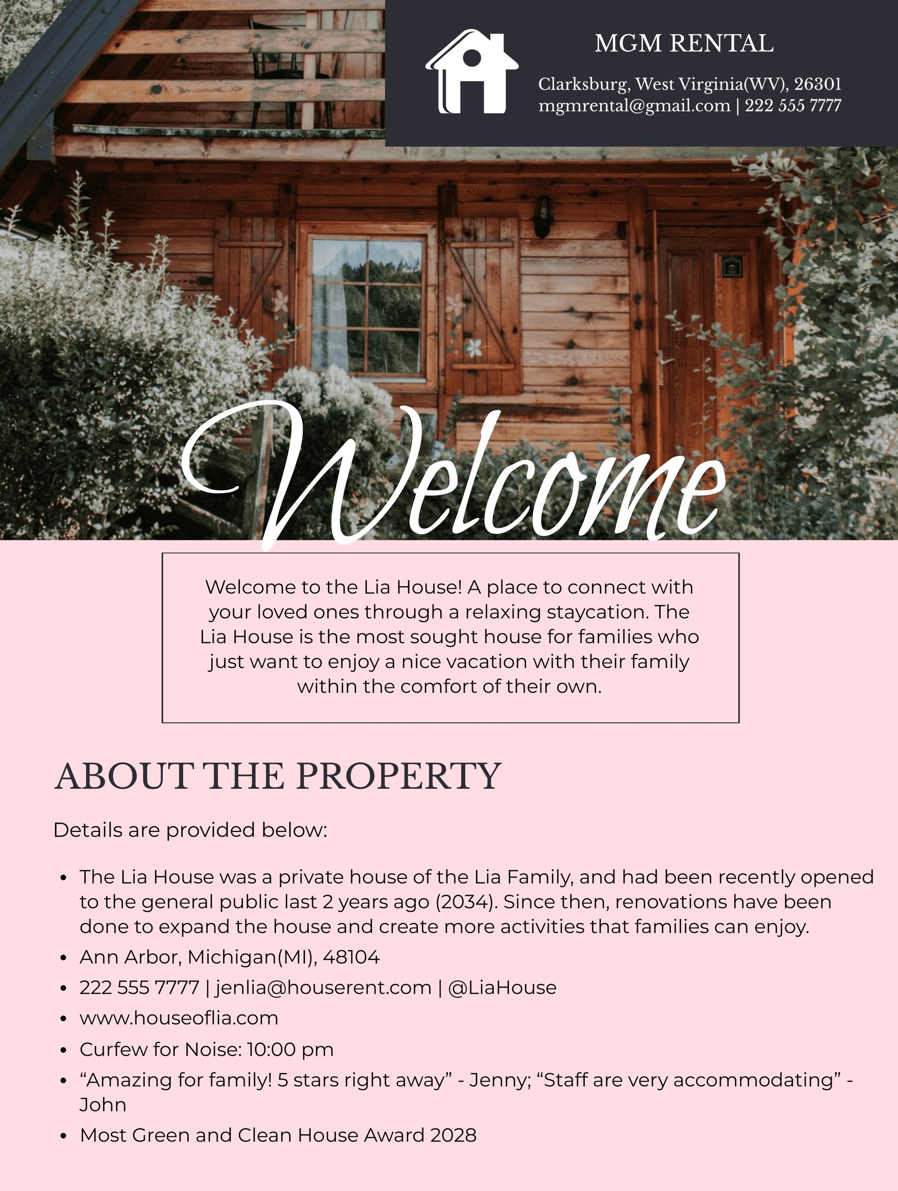 Rental Property Welcome Book