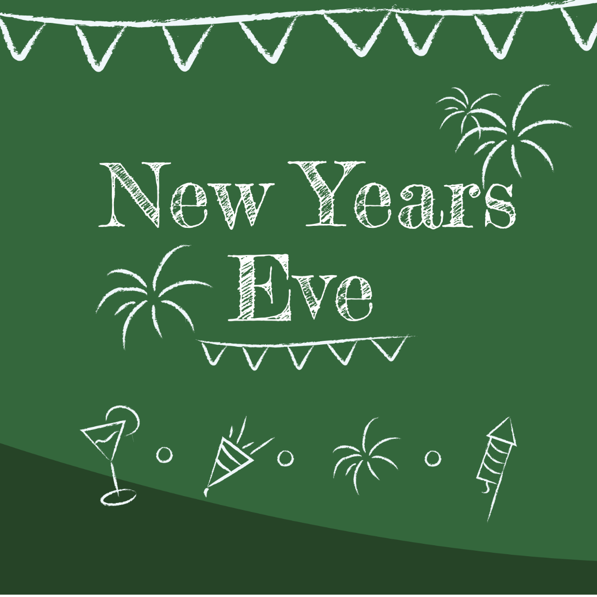 New Year's Eve Chalk Design Vector Template
