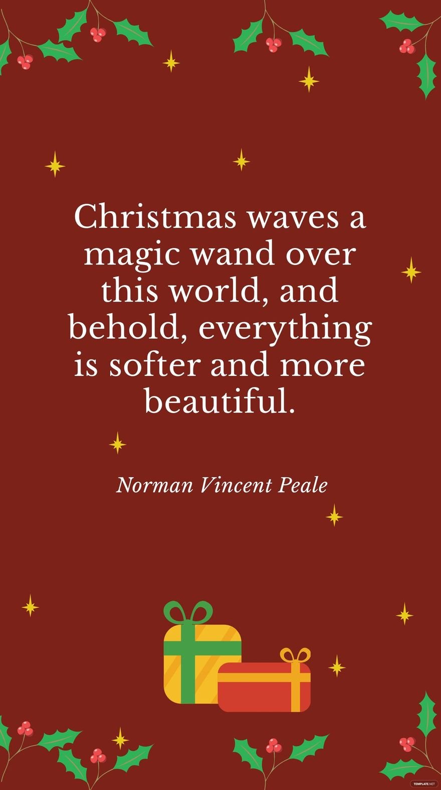 Free Norman Vincent Peale - Christmas waves a magic wand over this world, and behold, everything is softer and more beautiful. in JPG