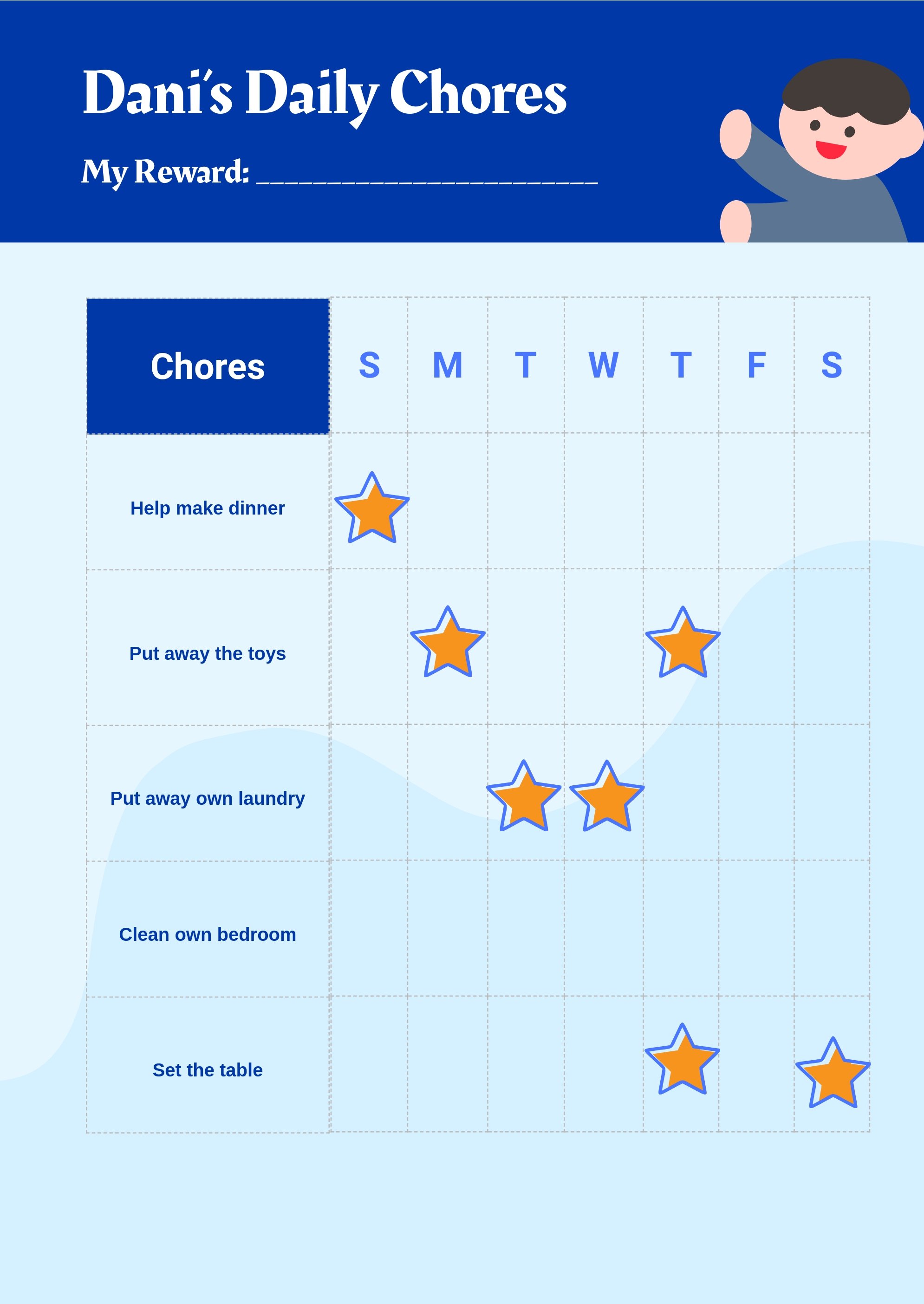 Kids Star Chore Chart