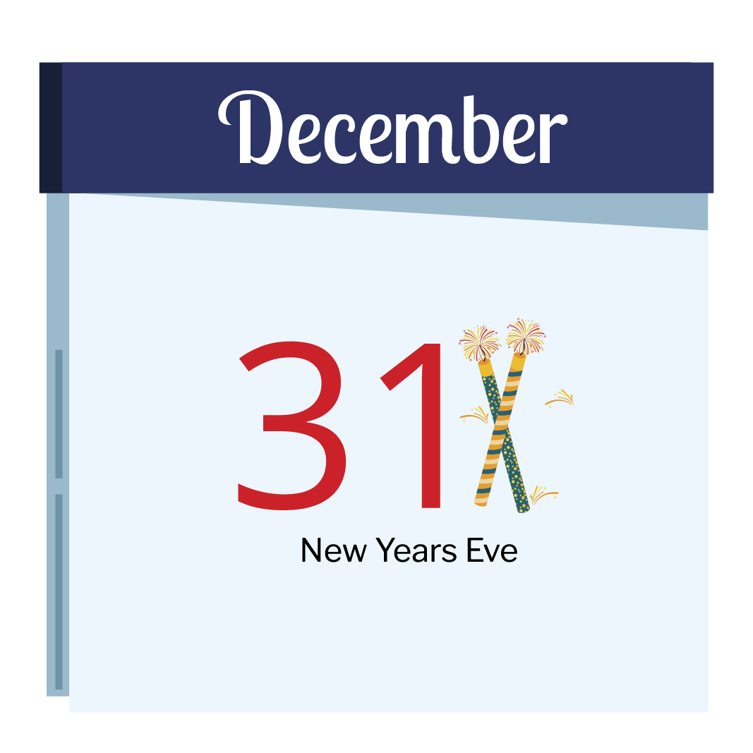 New Year's Eve Calendar Vector in Illustrator, PSD, EPS, SVG, JPG, PNG