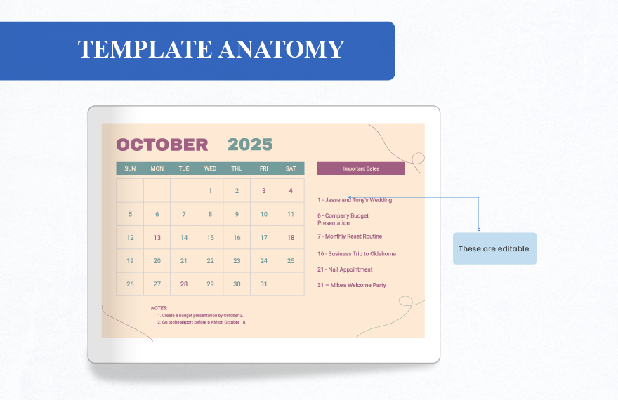 Colorful October 2025 Calendar
