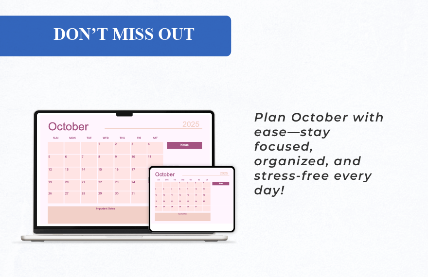 Blank October 2025 Calendar Template