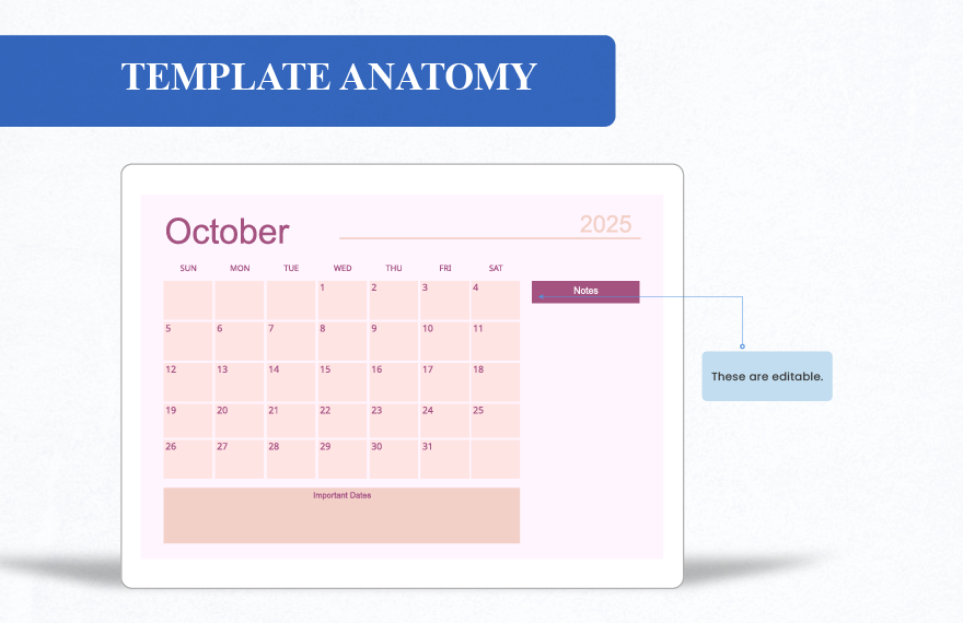 Blank October 2025 Calendar Template