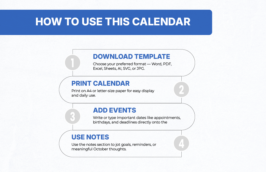 Blue October 2025 Calendar Template