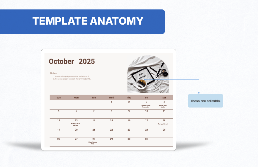 October 2025 Photo Calendar Template