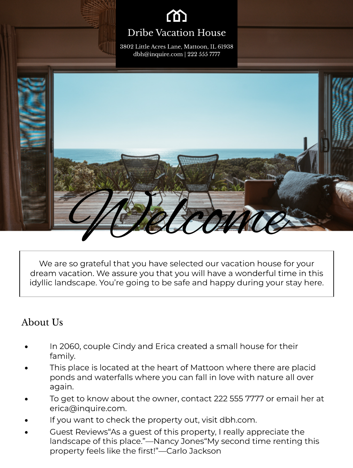 Landscape Airbnb Welcome Book Template