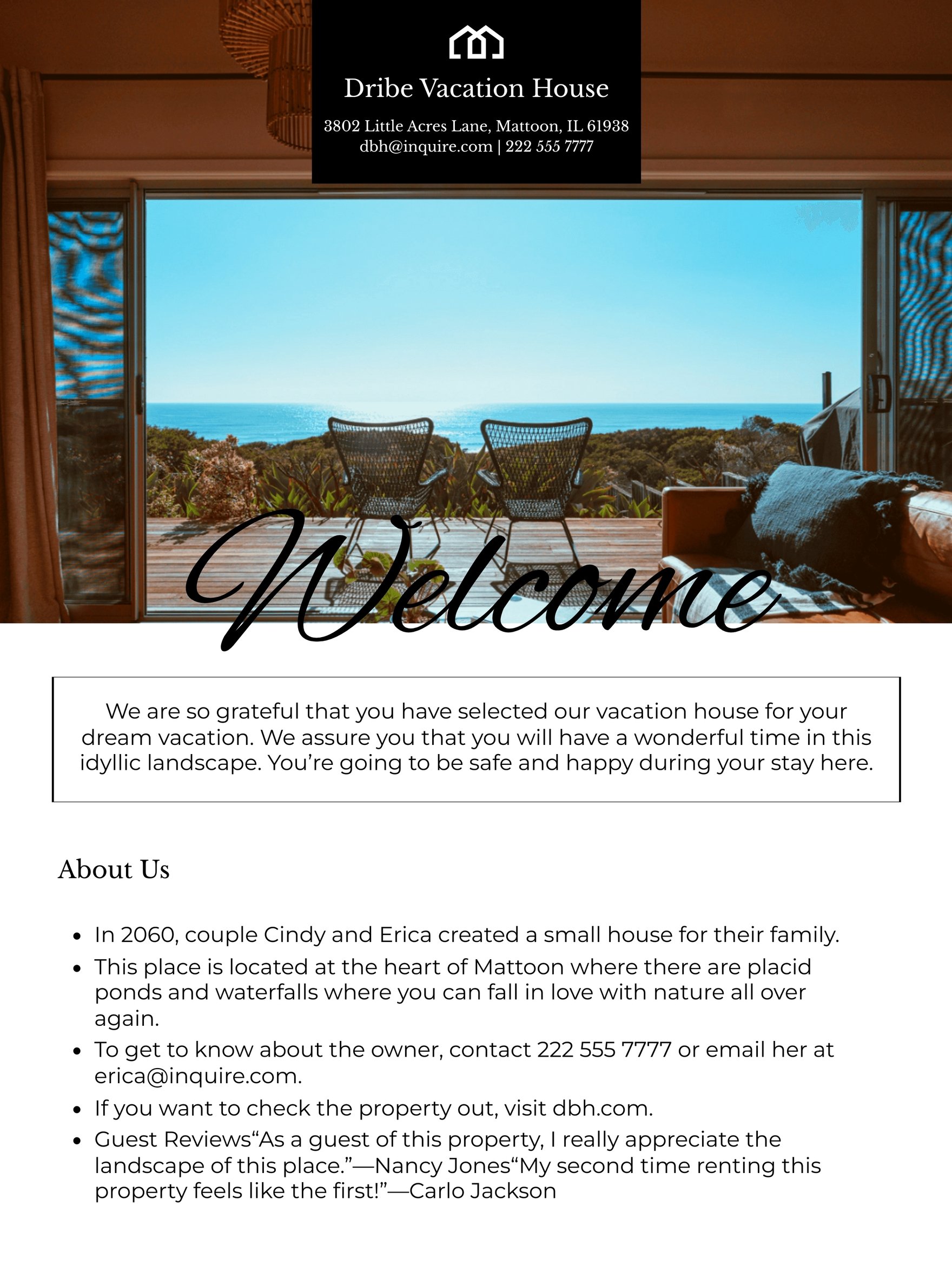 Landscape Airbnb Welcome Book