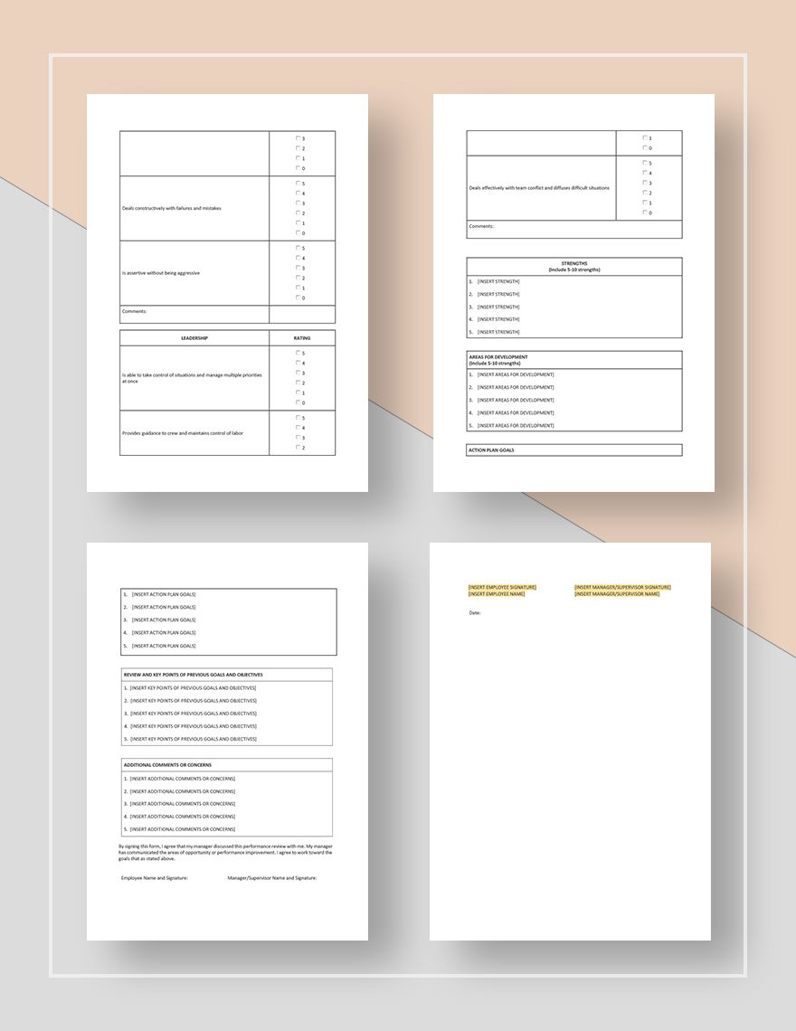 Restaurant Manager Performance Review Template