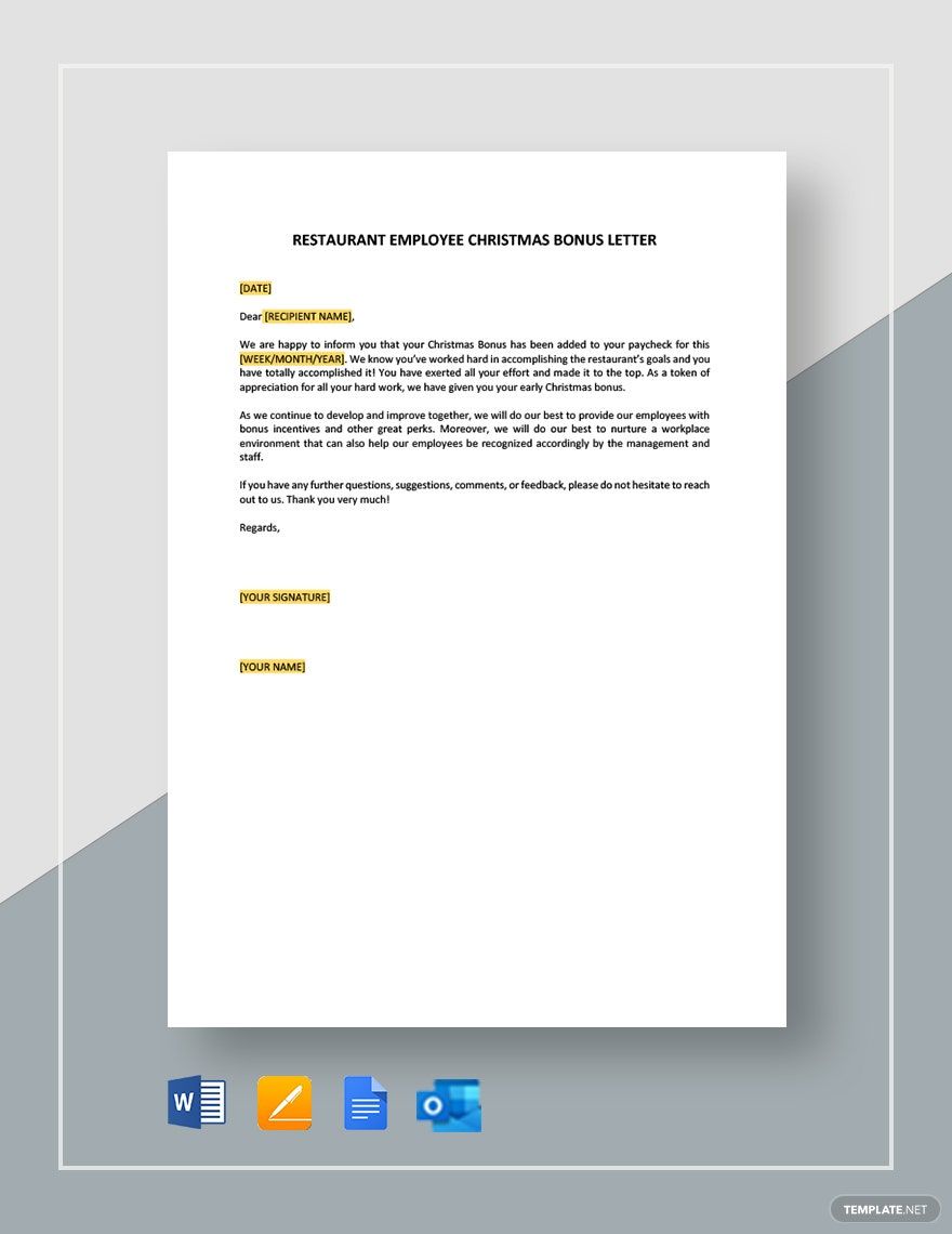 FREE Bonus Letter Template Download in Word, Google Docs, PDF, Apple