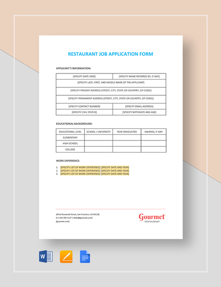 73 free restaurant hr templates word doc google docs apple