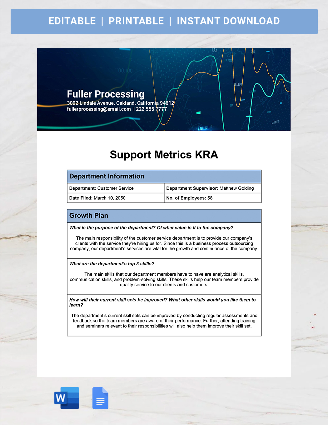 IT KRA Template Google Docs, Word