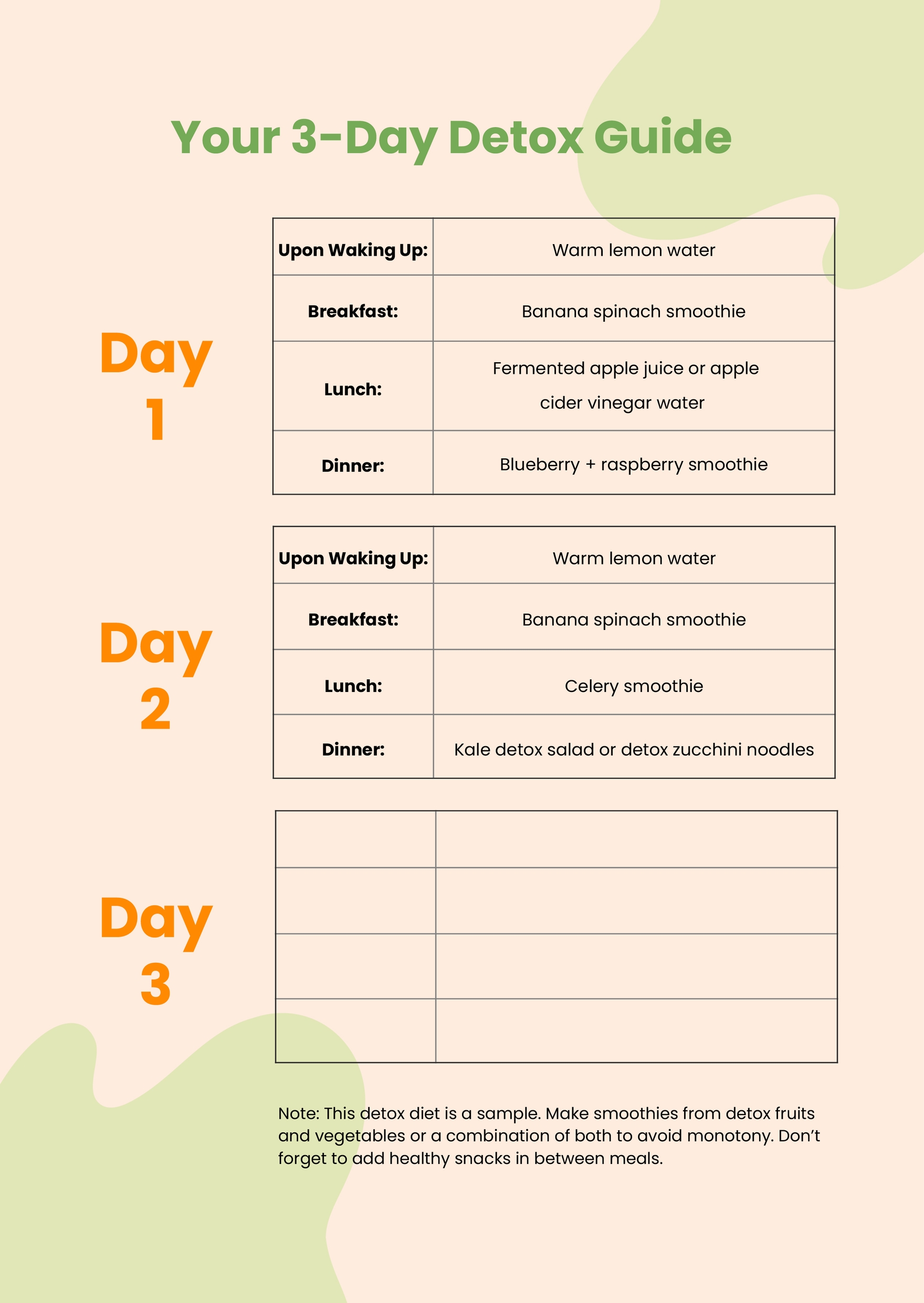 Detox Diet Chart in Illustrator, PDF - Download | Template.net