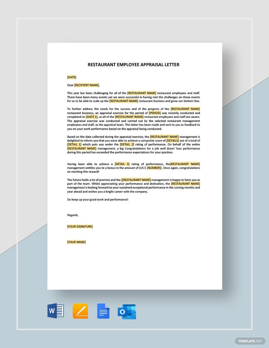 Employee Performance Appraisal Letter Template - Printable Templates Free