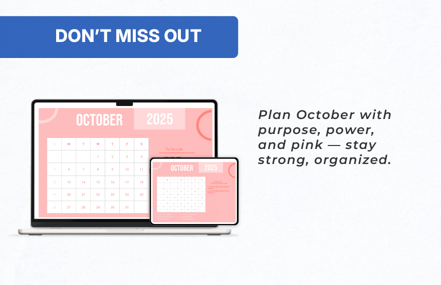 Pink October 2025 Calendar
