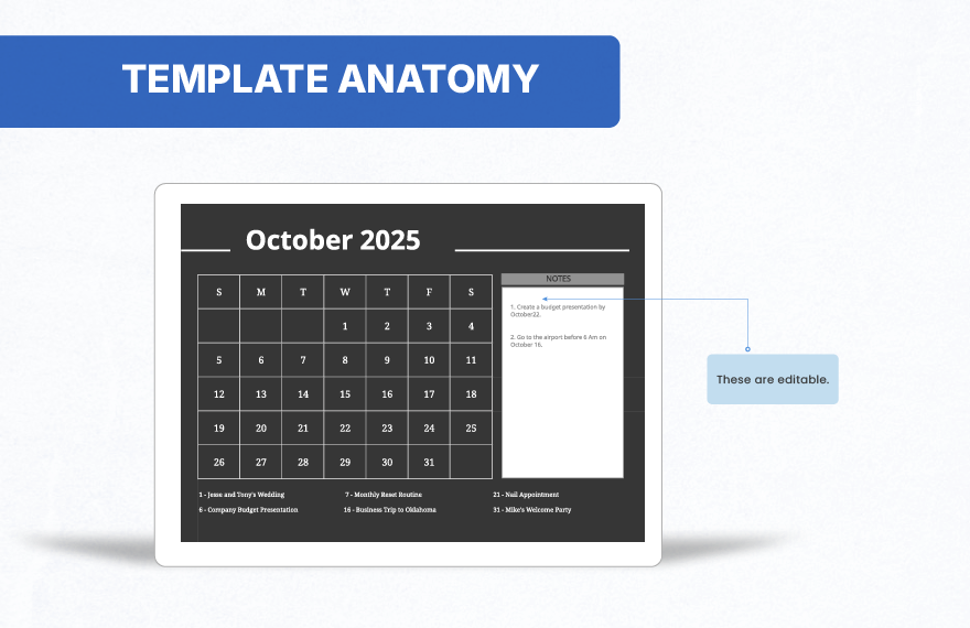 Simple October 2025 Calendar Template