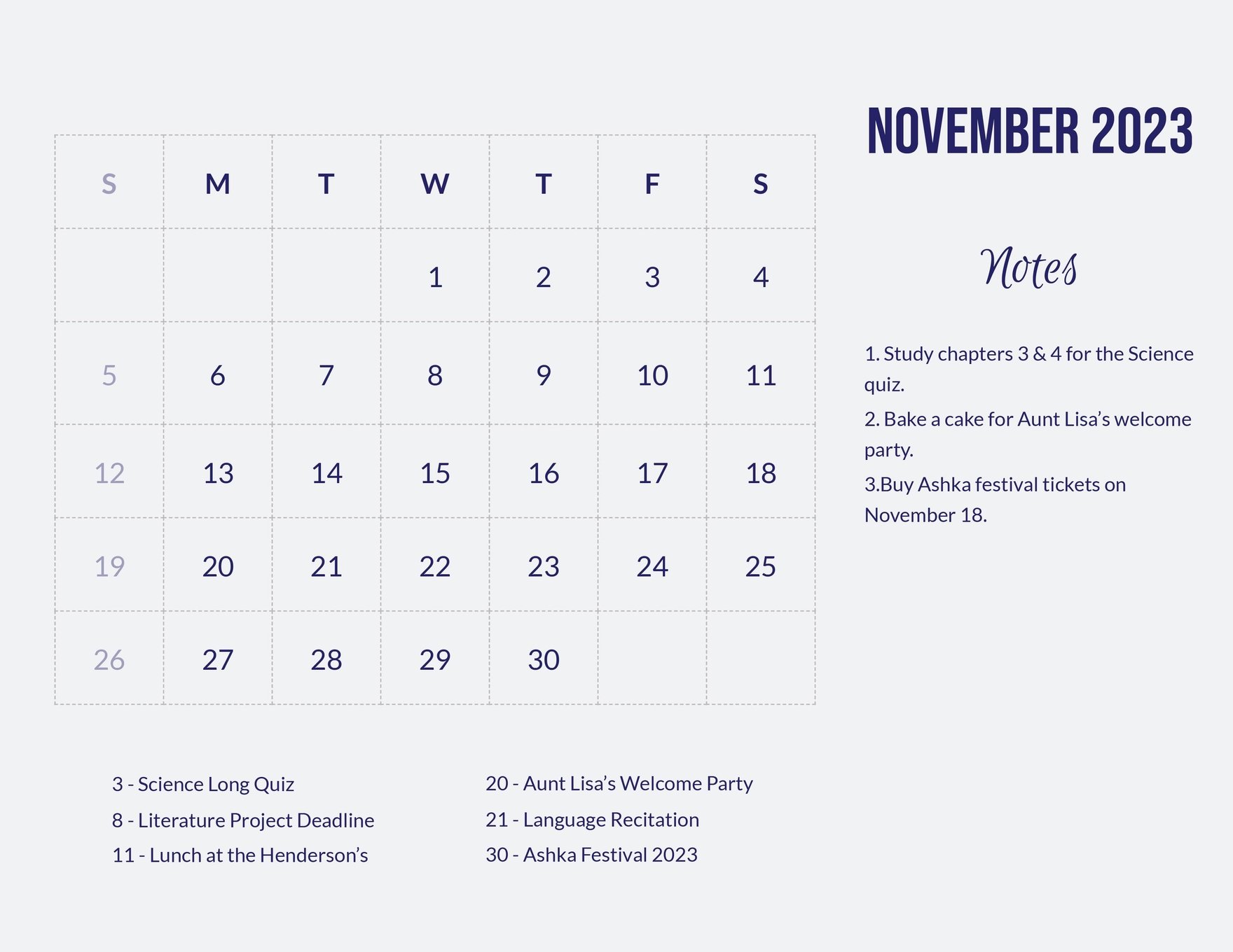 Free November 2023 Calendar Template in Word, Google Docs, Excel, Google Sheets, Illustrator, EPS, SVG, JPG