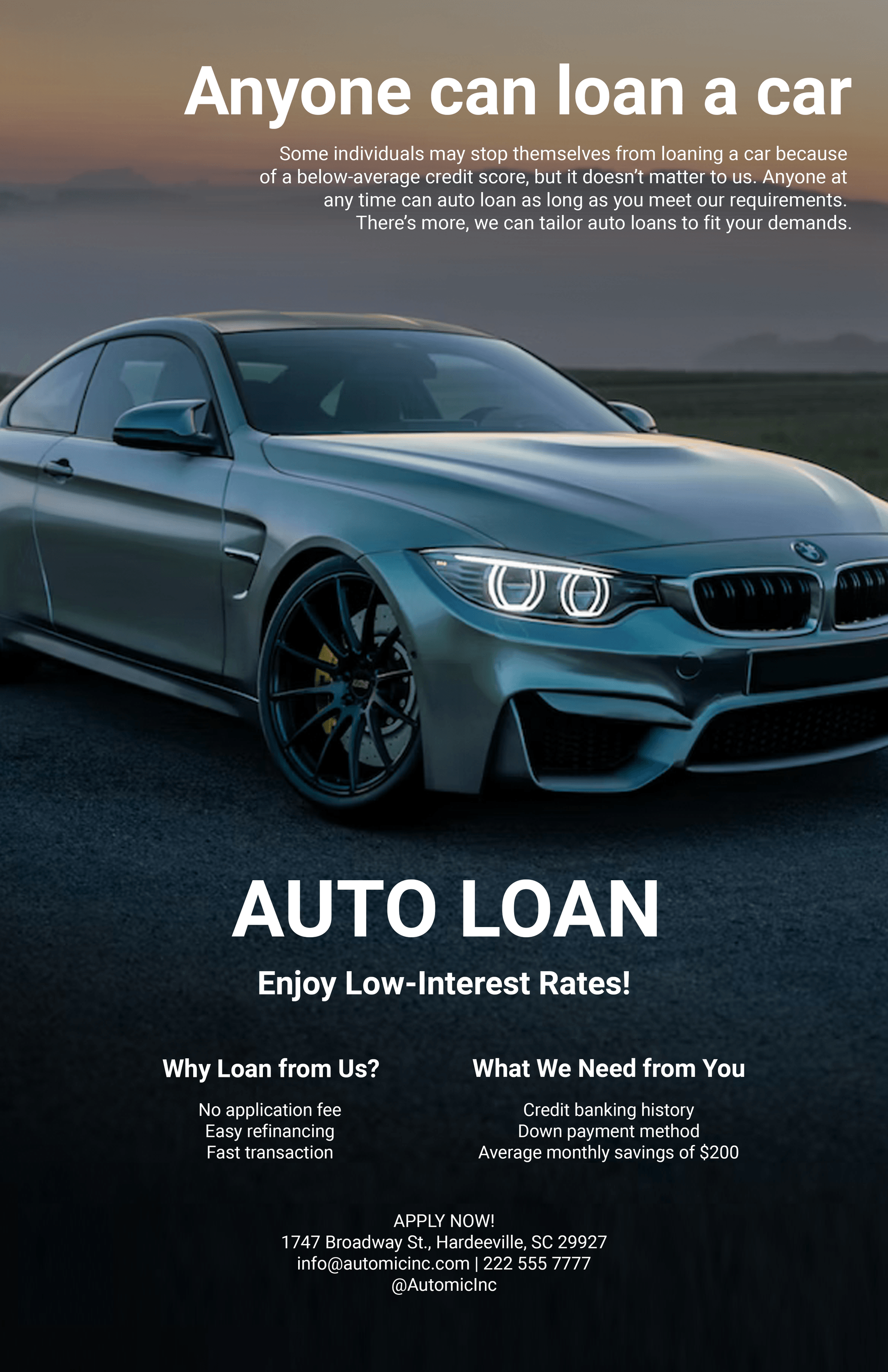 Auto Loan Product Sell Sheet Template