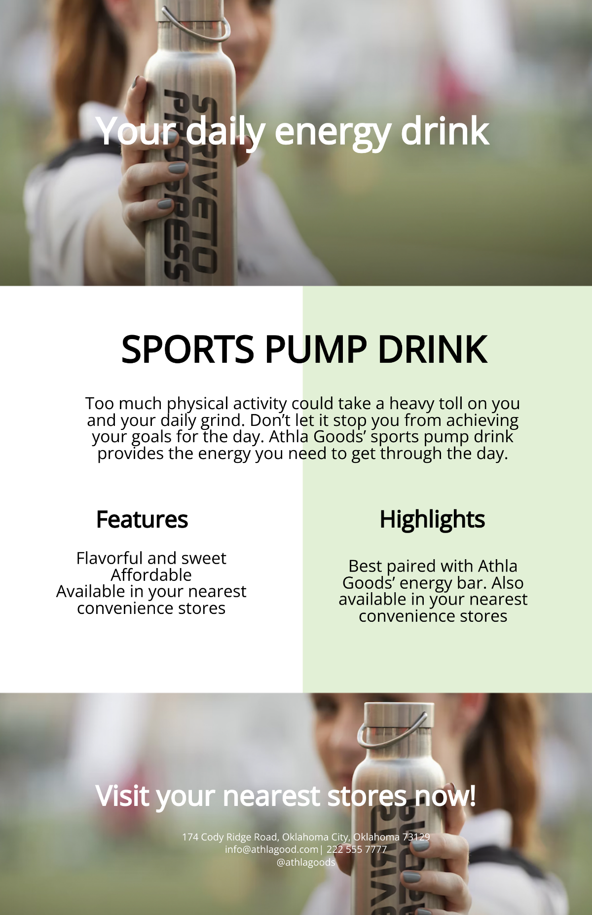 Sports Drink Product Sell Sheet Template