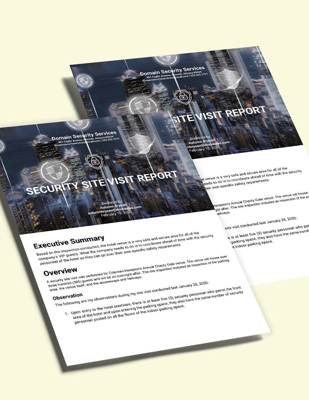 Security Site Visit Report Template