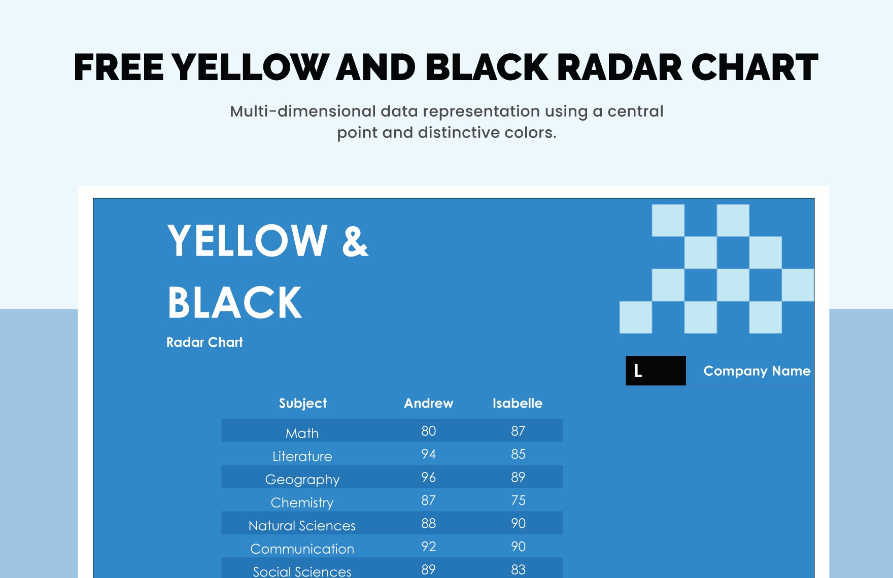 Free Yellow and Black Radar Chart