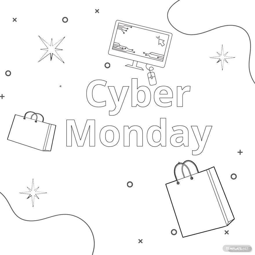Cyber Monday Color Drawing in Illustrator, PSD, EPS, SVG, PNG, JPEG