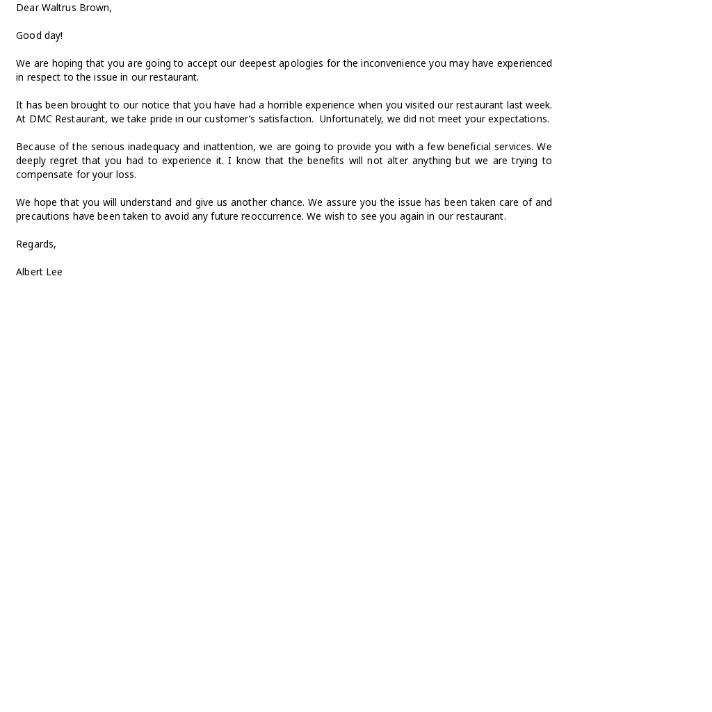 Free Restaurant Apology Letter Template.jpe