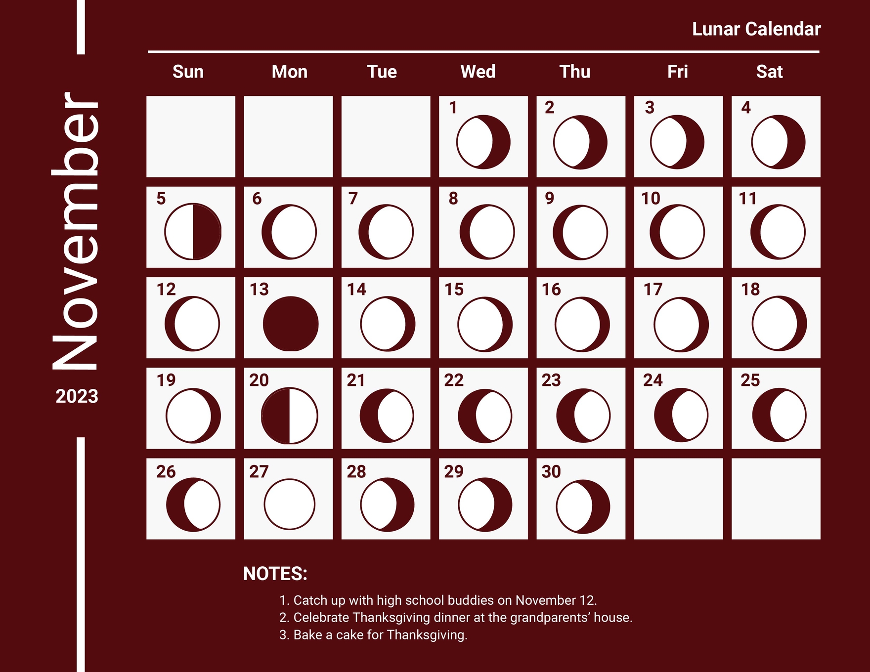 Lunar Calendar November 2023 in Illustrator, EPS, JPG, Excel, Word, SVG, Google Docs, Google Sheets - Download | Template.net