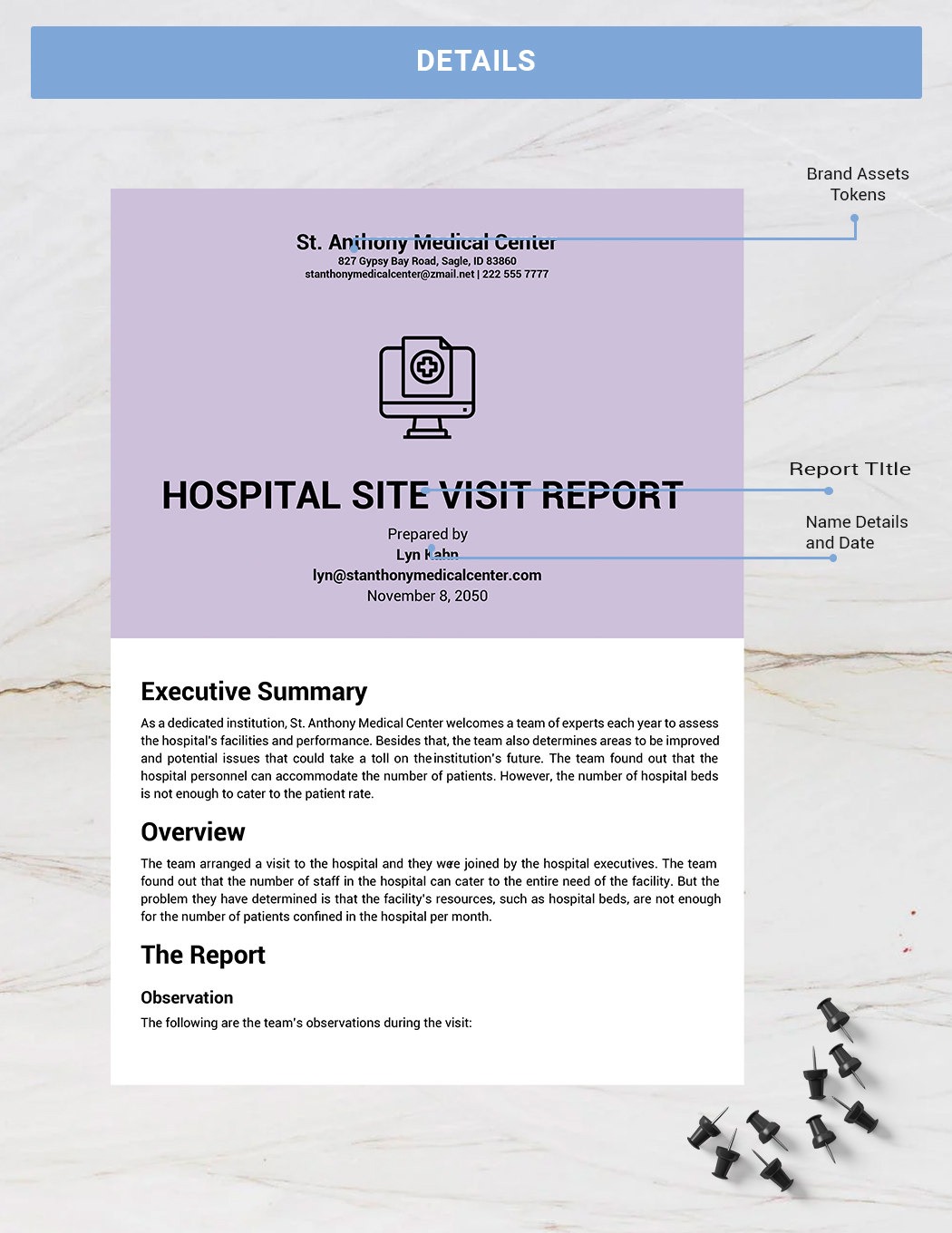 Hospital Site Visit Report Template Google Docs Word Template