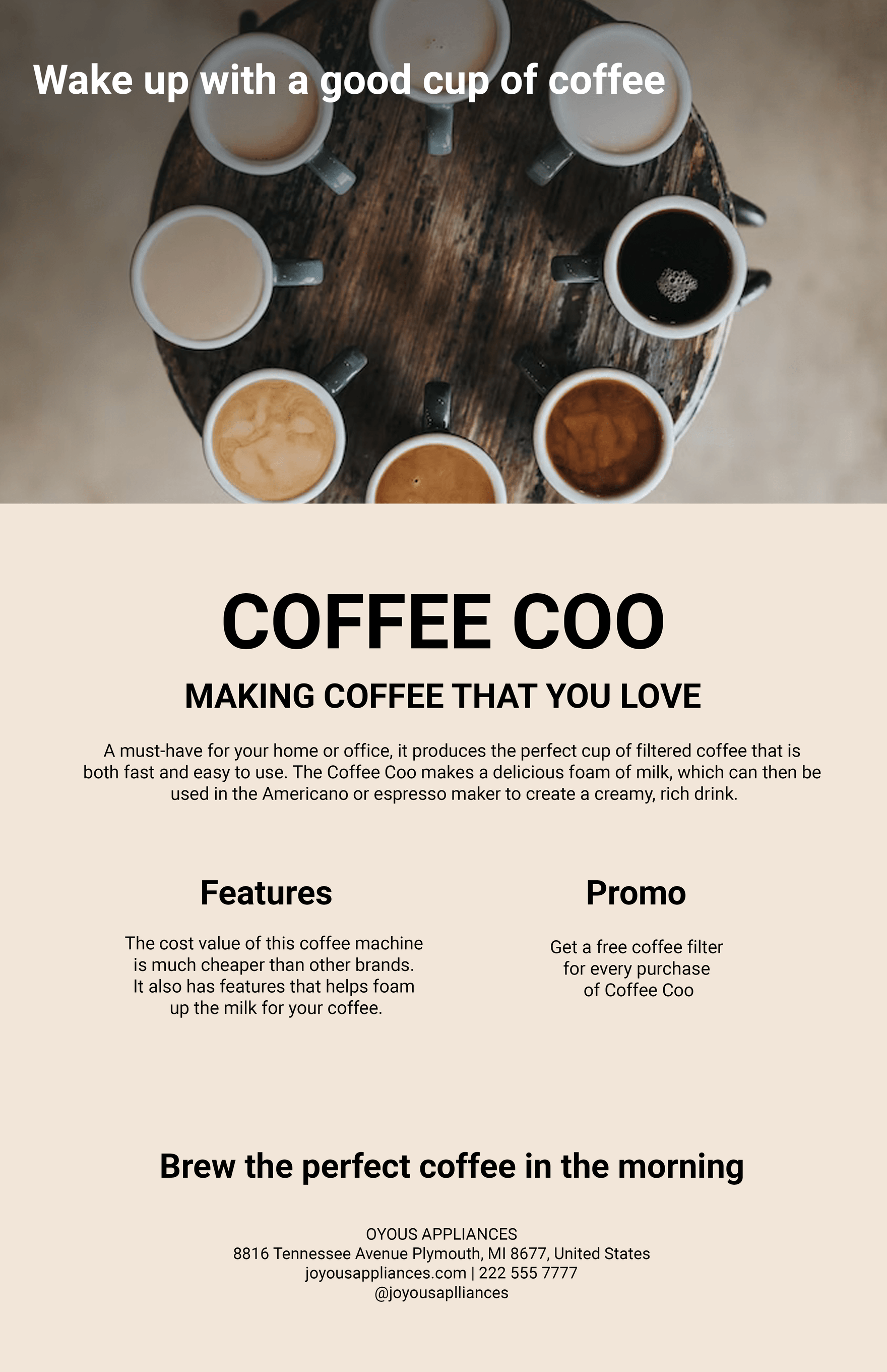Coffee Maker Product Sell Sheet Template