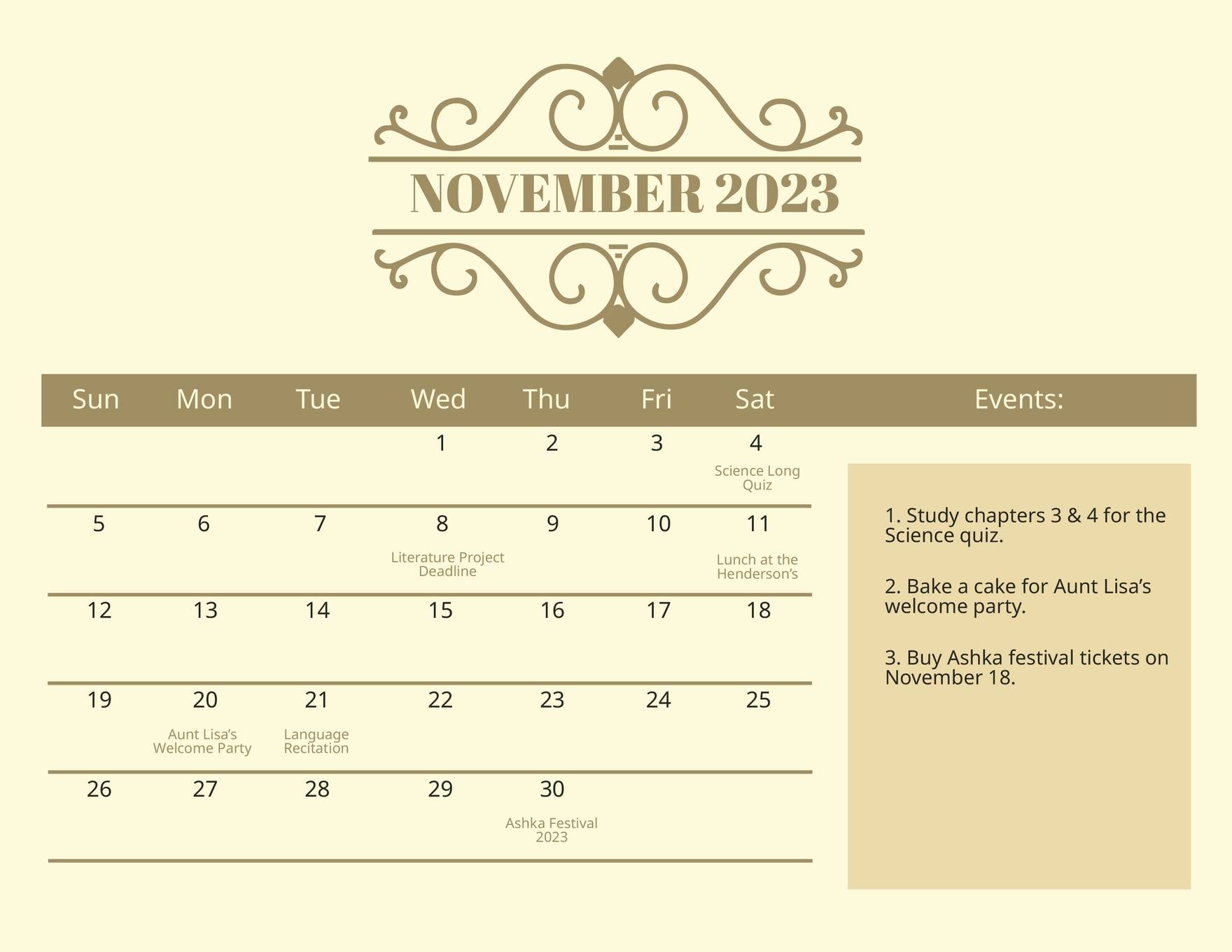 Fancy November 2023 Calendar in Illustrator, EPS, JPG, Excel, Word, SVG, Google Docs, Google Sheets - Download | Template.net