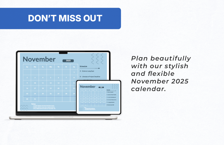Blue November 2025 Calendar Template