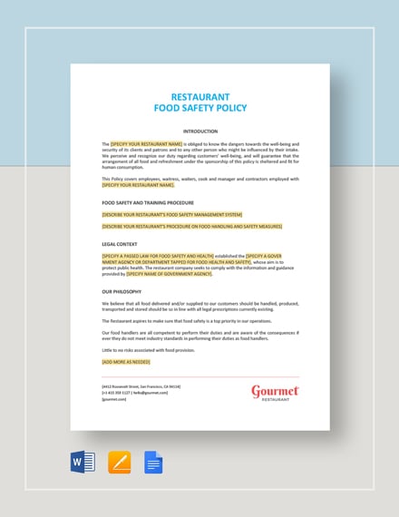 27  FREE Restaurant Policy Templates Edit Download Template net