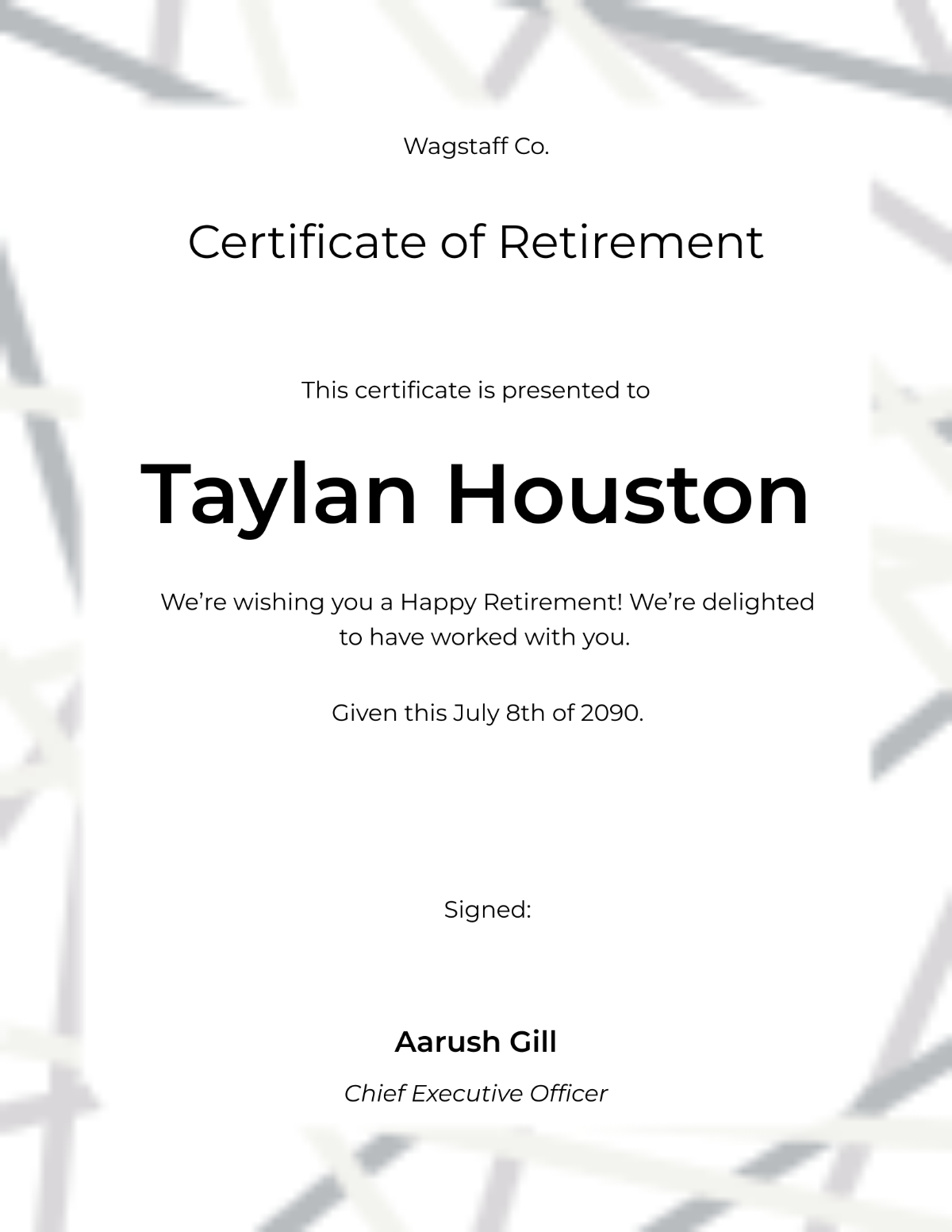 Happy Retirement Certificate Template