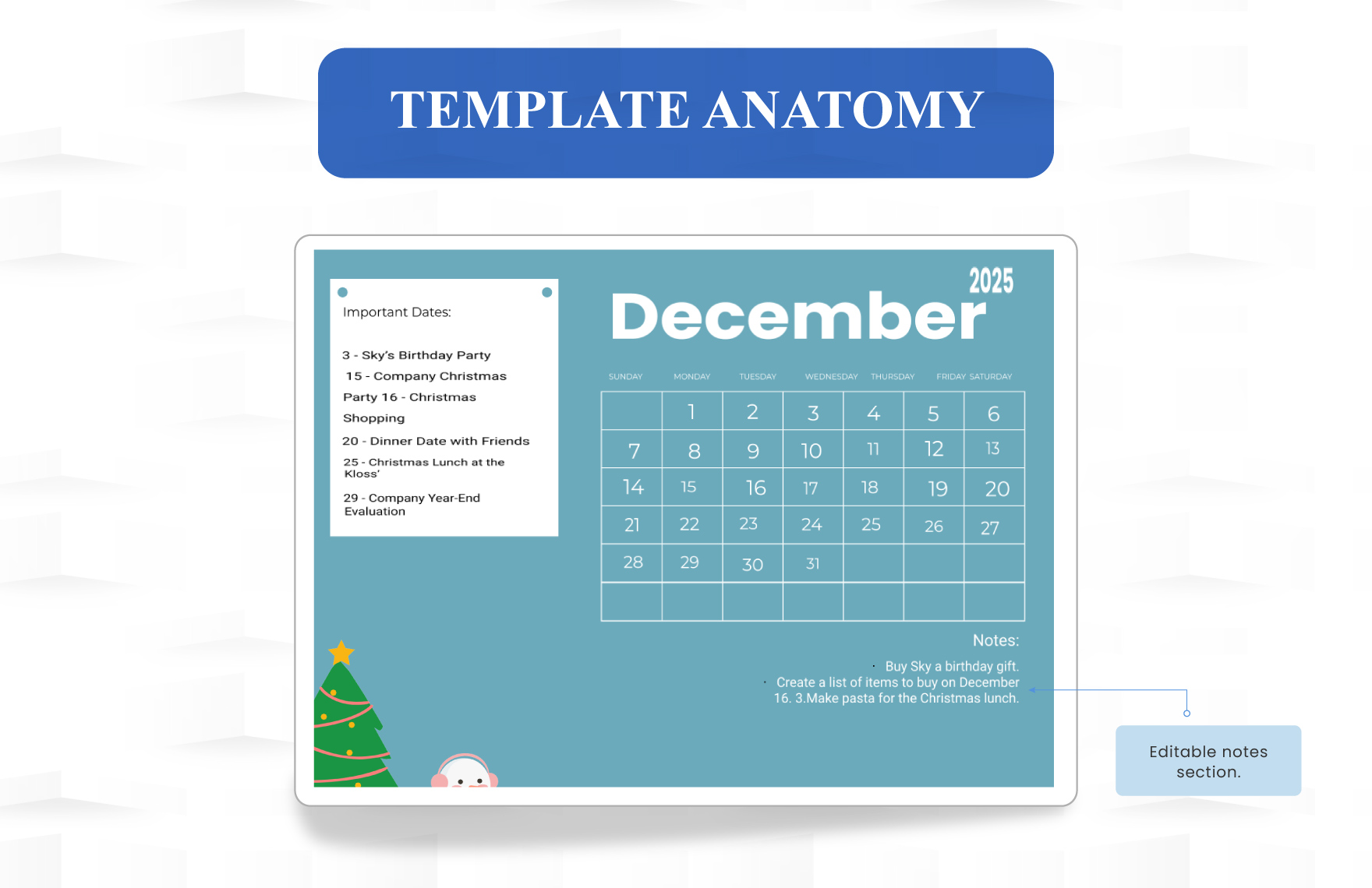 December 2025 Calendar Template