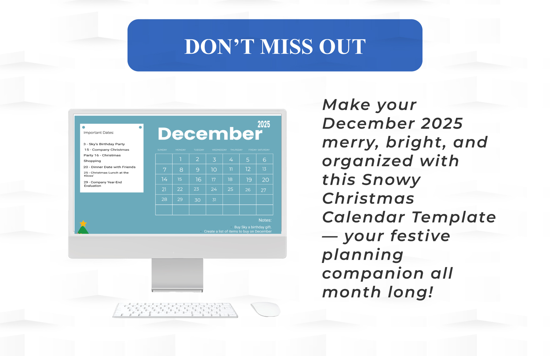 December 2025 Calendar Template