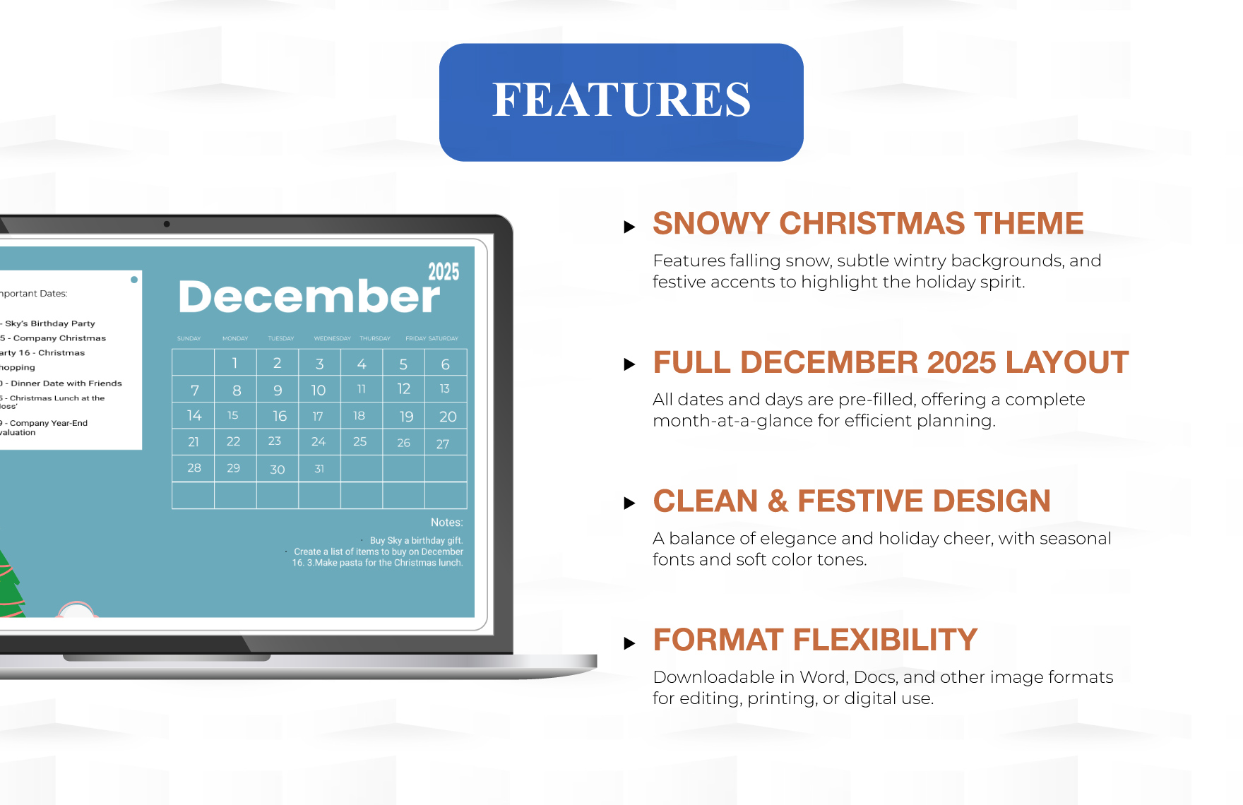 December 2025 Calendar Template