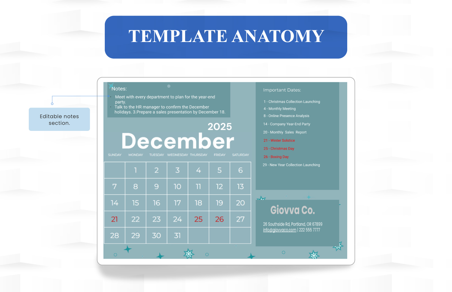 December 2025 Calendar  With Holidays