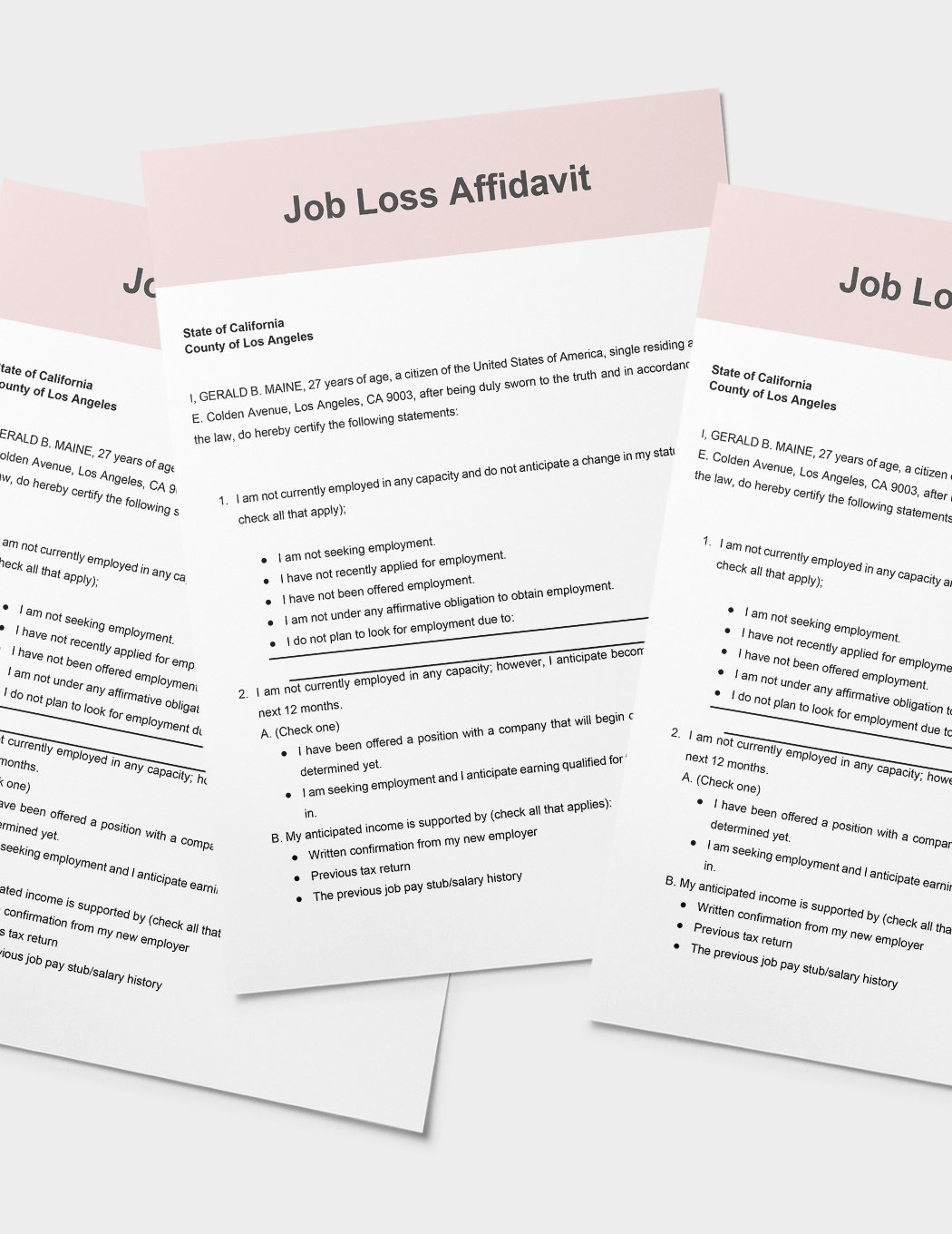 Job Loss Affidavit Template in Word, Google Docs, PDF